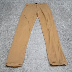 BoohooMAN Mens 30 Cotton Chino Trousers Tan Tobacco Brown Straight Leg Pants